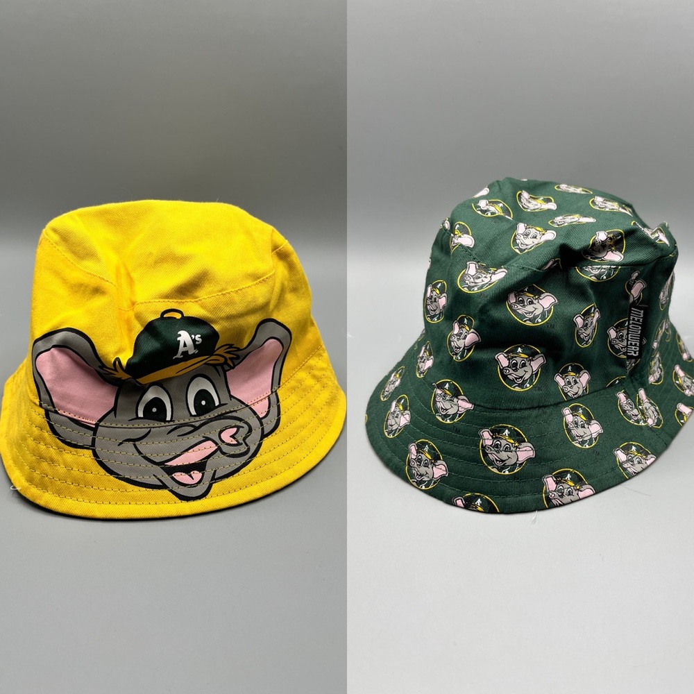 VINTAGE Oakland A’s Athletic MLB Bucket Hat Reversible Cotton Mascot Logo